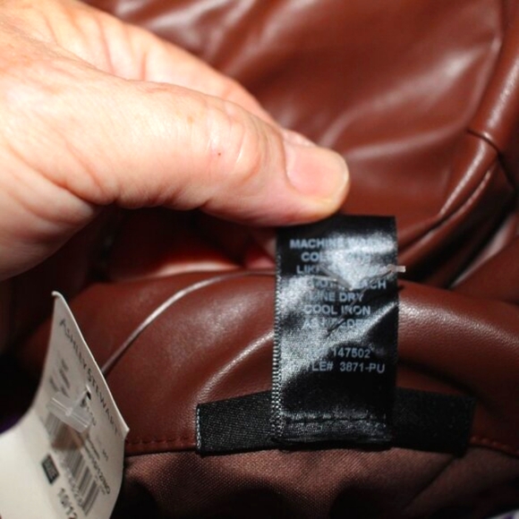 Ashley Stweart Brown Fau Leather Jacket Size 10/12 NWT - Picture 6 of 8